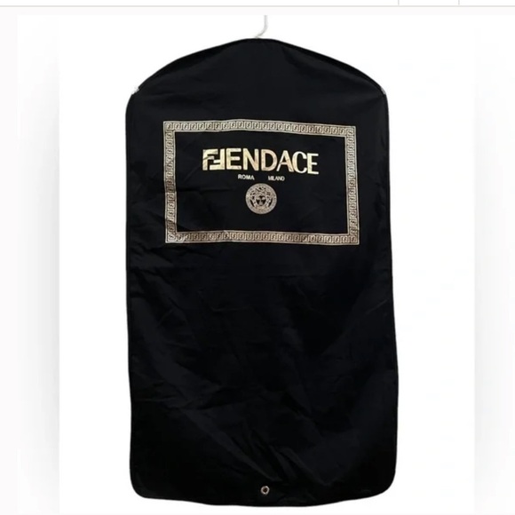 Fendi x Versace Fendace Collaboration Cloth Garment Bag Black Gold 43”x 23” - Picture 1 of 7